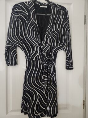 Zara Black Dress with Silver Tag Detail SM